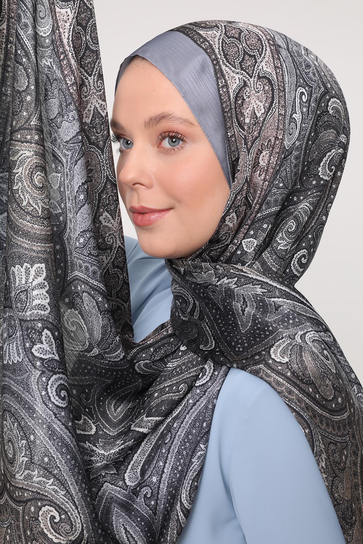 Fivescarf K.Gri Gölgeli Desen Brand Şal