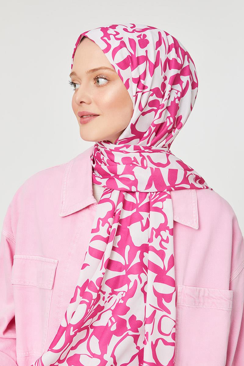 Fivescarf K.Fuşya Yonca Desen Mono Şal