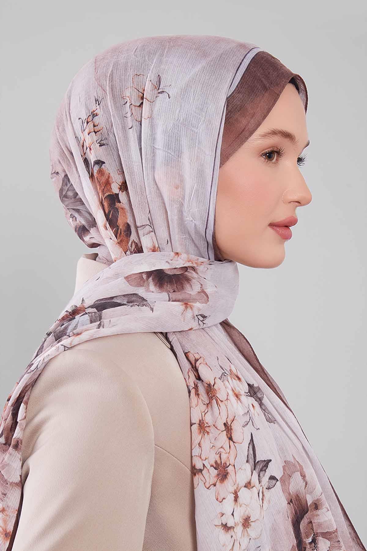 Fivescarf K.Kahve Çicekli Craze Comfort Şal