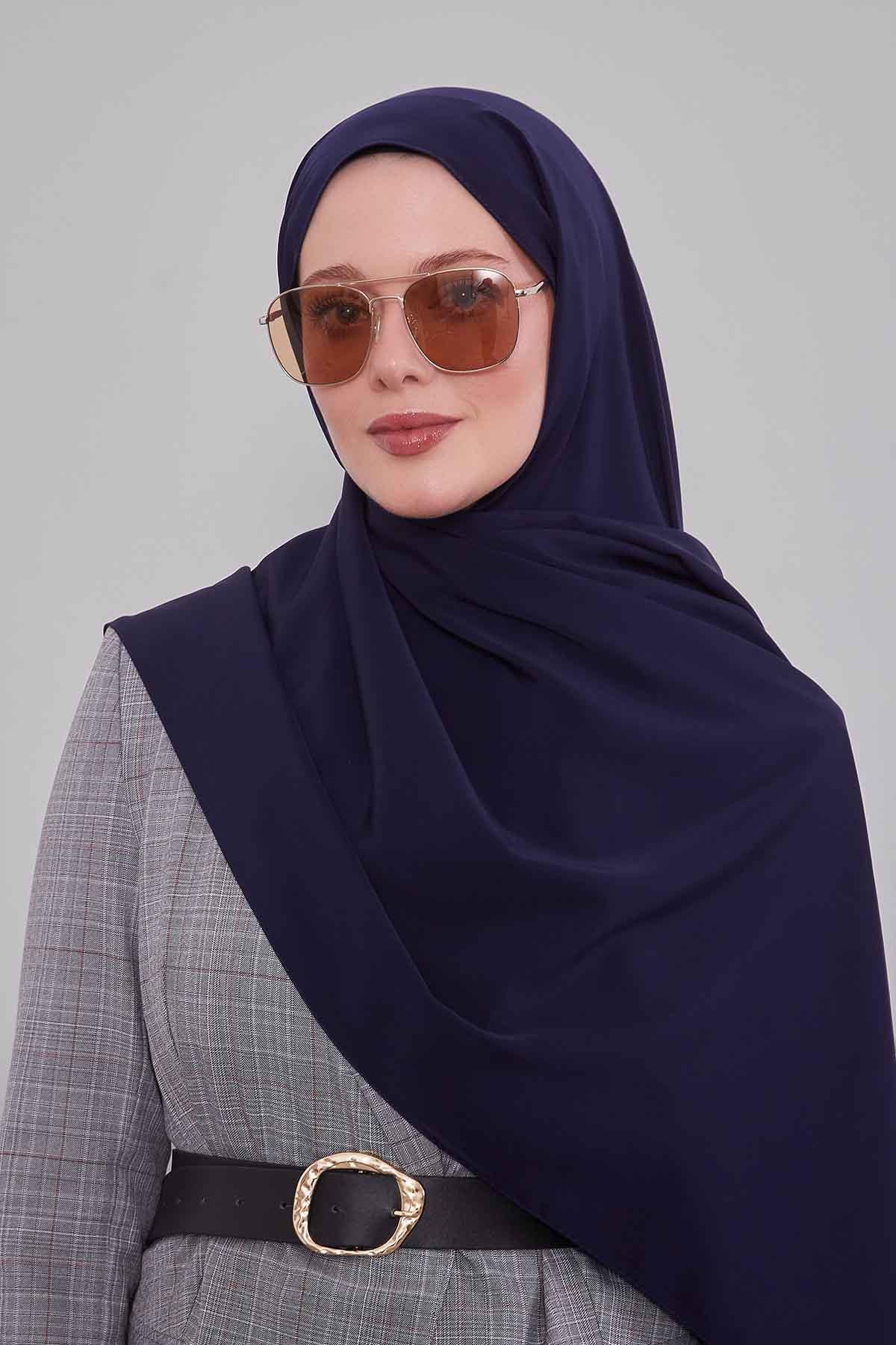 Fivescarf K.Lacivert Taşlı Lüx Medine İpeği Şal