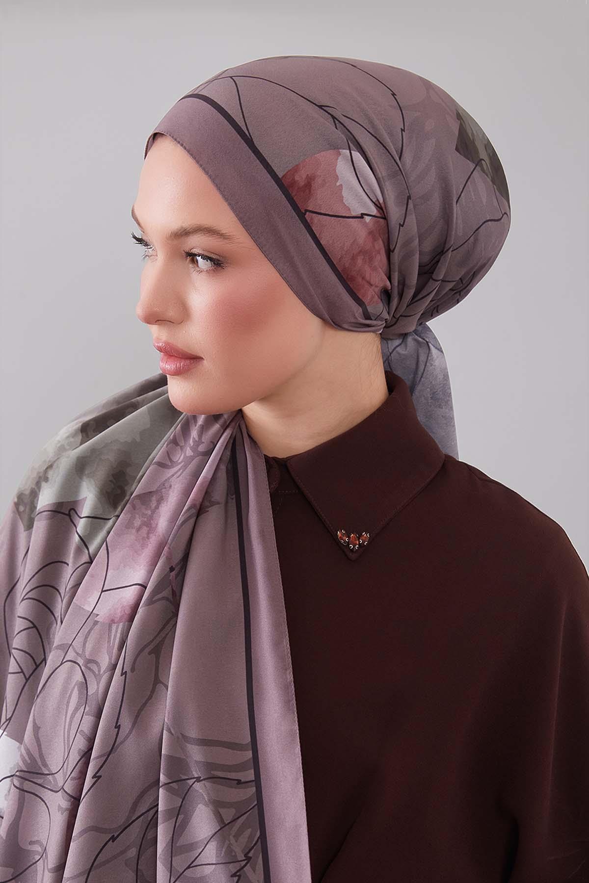Fivescarf K.Vizon Akvarel Yaprak Desen Moos Chrep Şal
