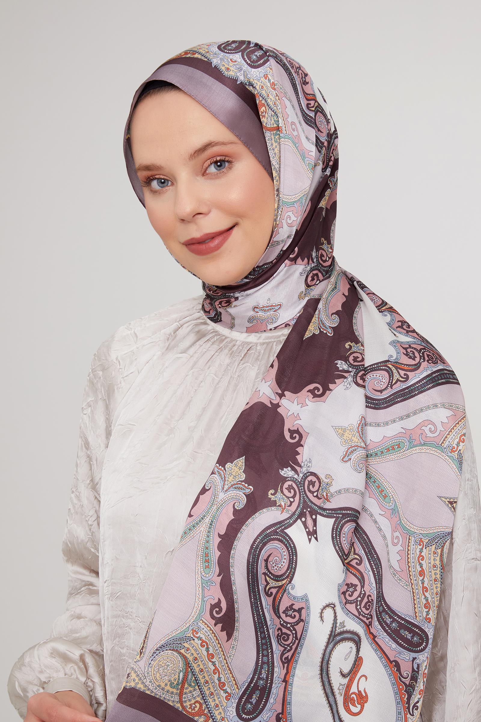 Fivescarf K.Gül Etnik Çini Desen Vual İpek Şal