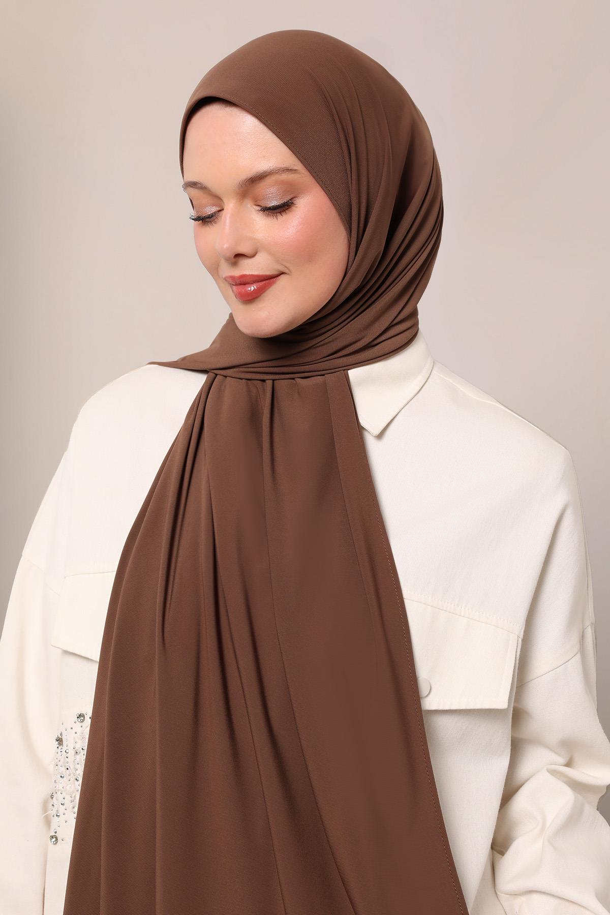 Fivescarf K.Kahve Düz Premium Jersey Şal