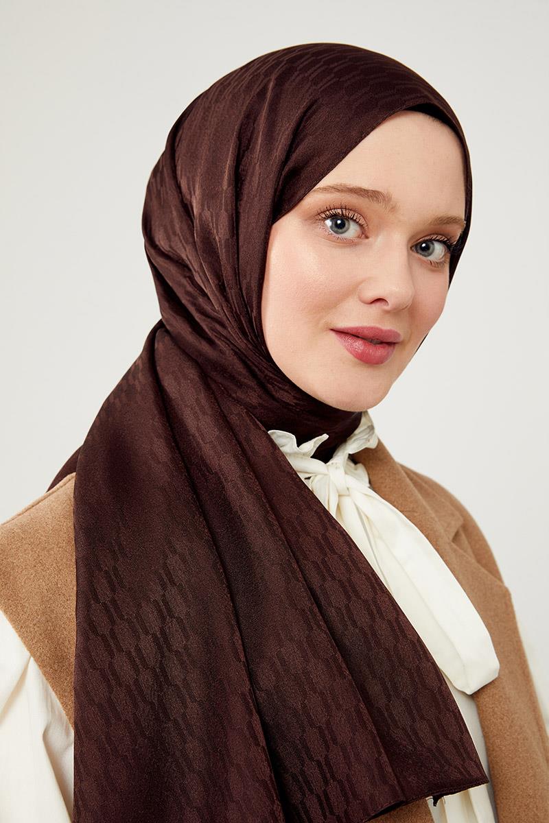 Fivescarf K.Kahve Burgu Desen Jakarlı Elegance Şal