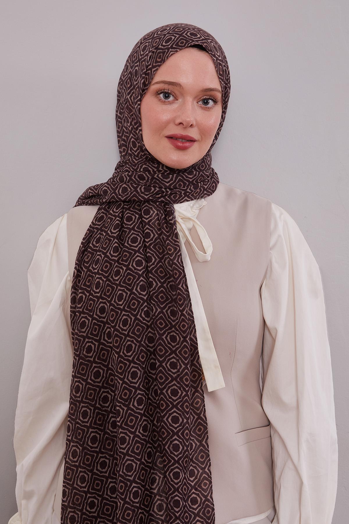 Fivescarf K.Kahve Karo Desenli Craze Comfort Şal