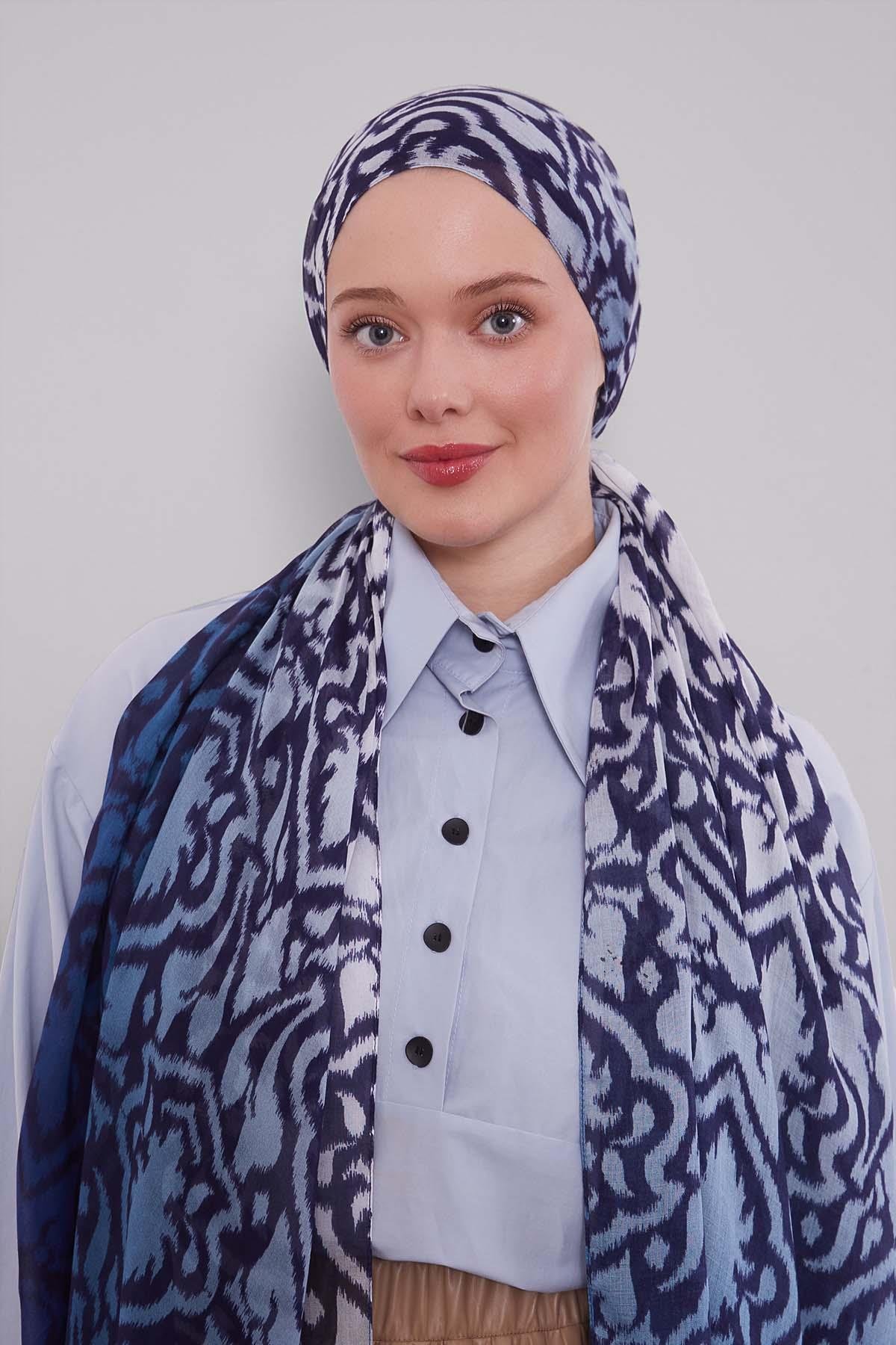 Fivescarf K.Lacivert Renk Geçişli Vivian Şal