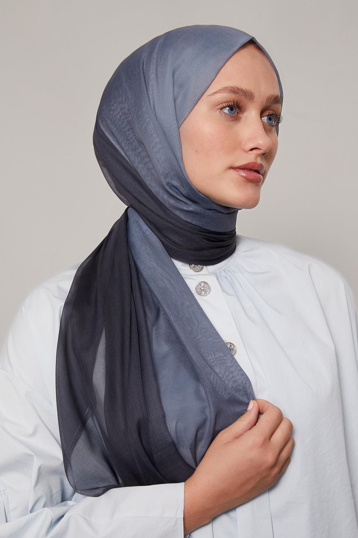 Fivescarf K.Mavi Geçişli Comfort Şal