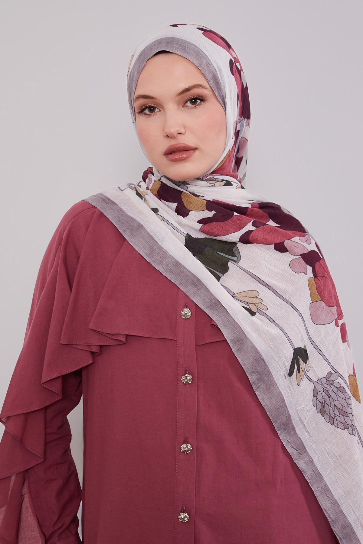 Fivescarf K.Vizon Büyük Çiçek Desenli Craze Comfort Şal