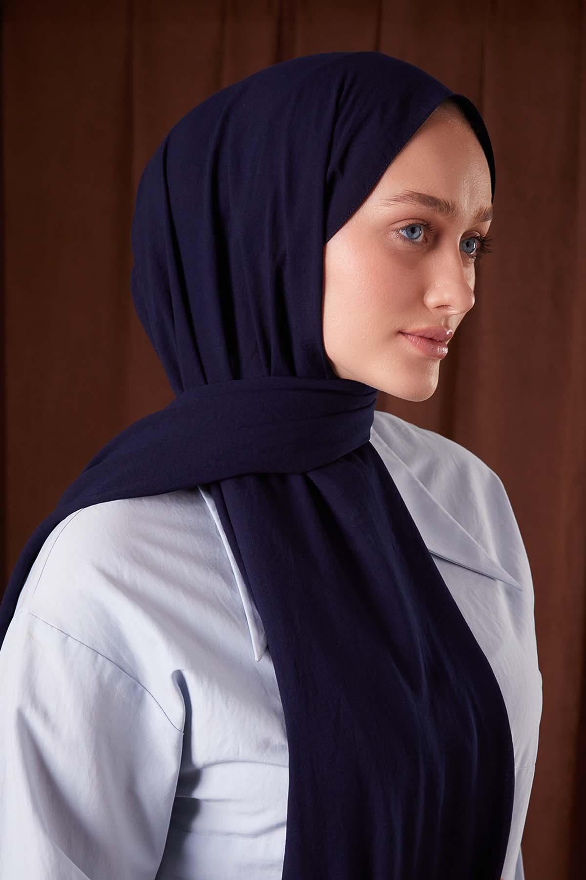 Fivescarf K.Lacivert Düz Luna Cotton Şal