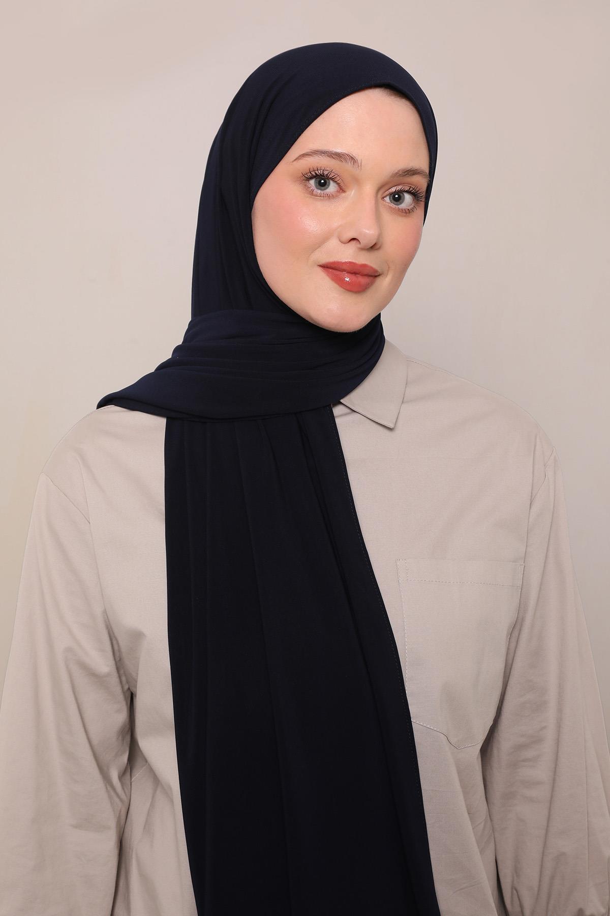 Fivescarf K.Lacivert Düz Premium Jersey Şal