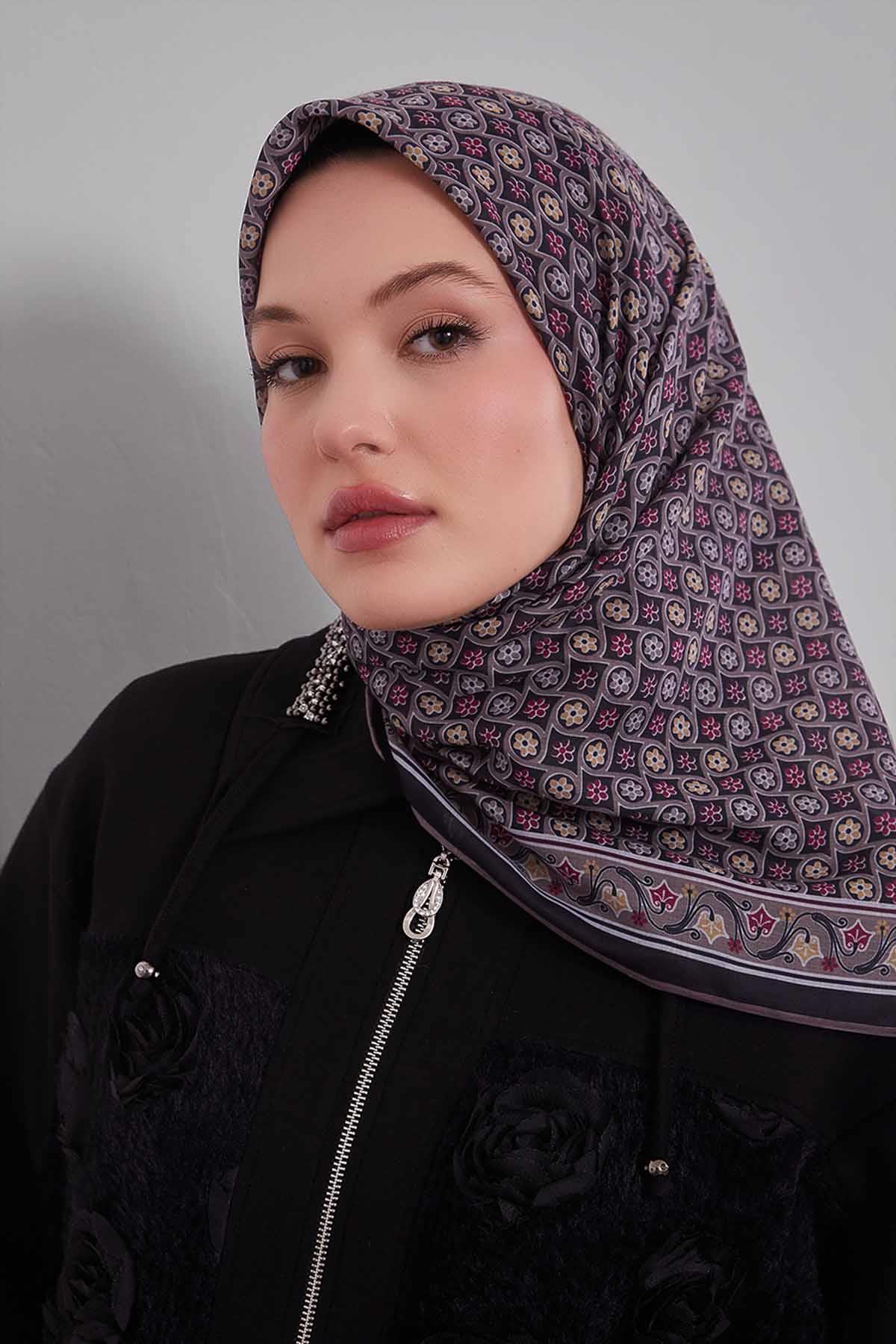 Fivescarf K.Vizon Papatya Desen Silk Coton Eşarp