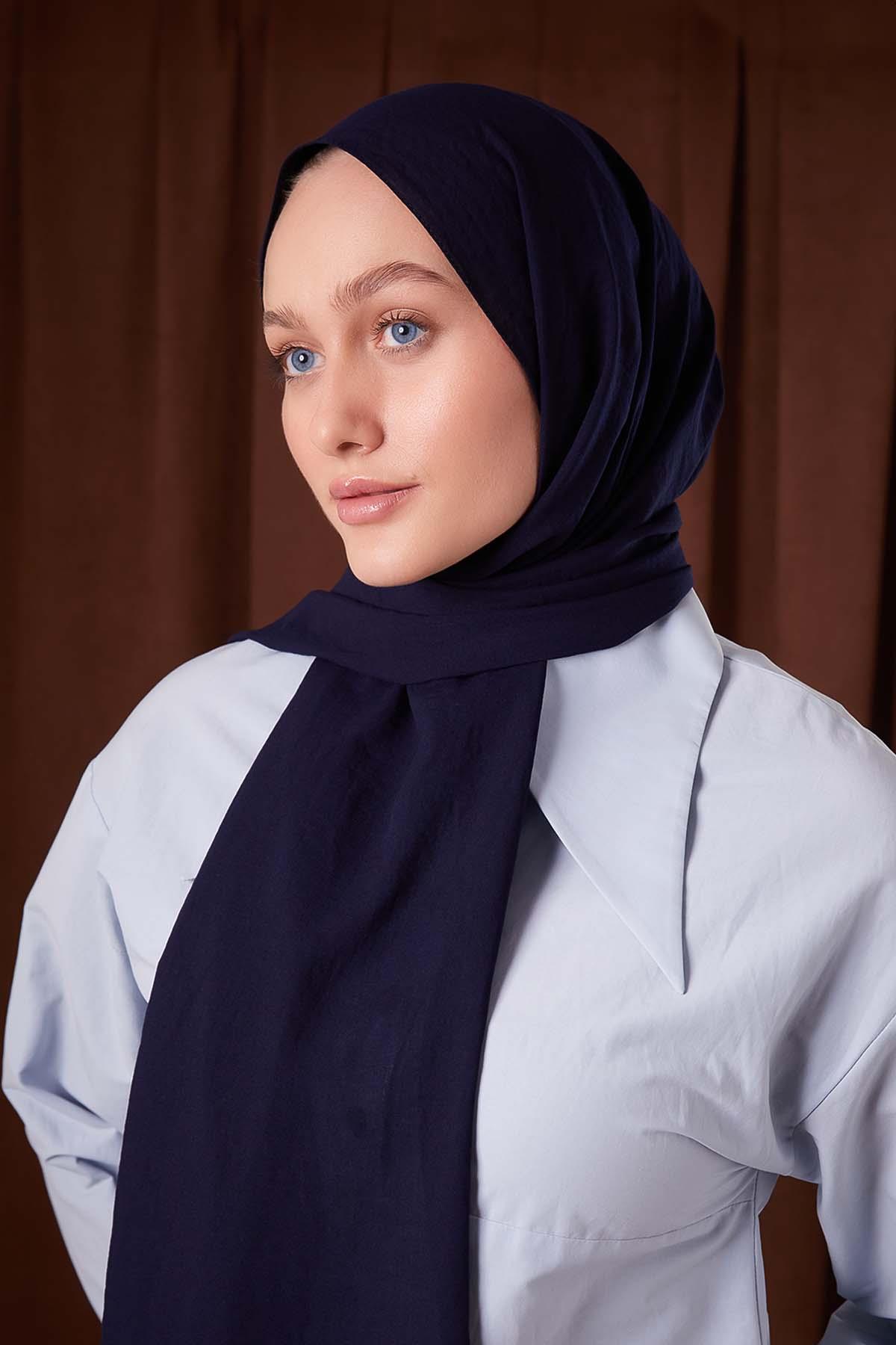 Fivescarf K.Lacivert Düz Luna Cotton Şal
