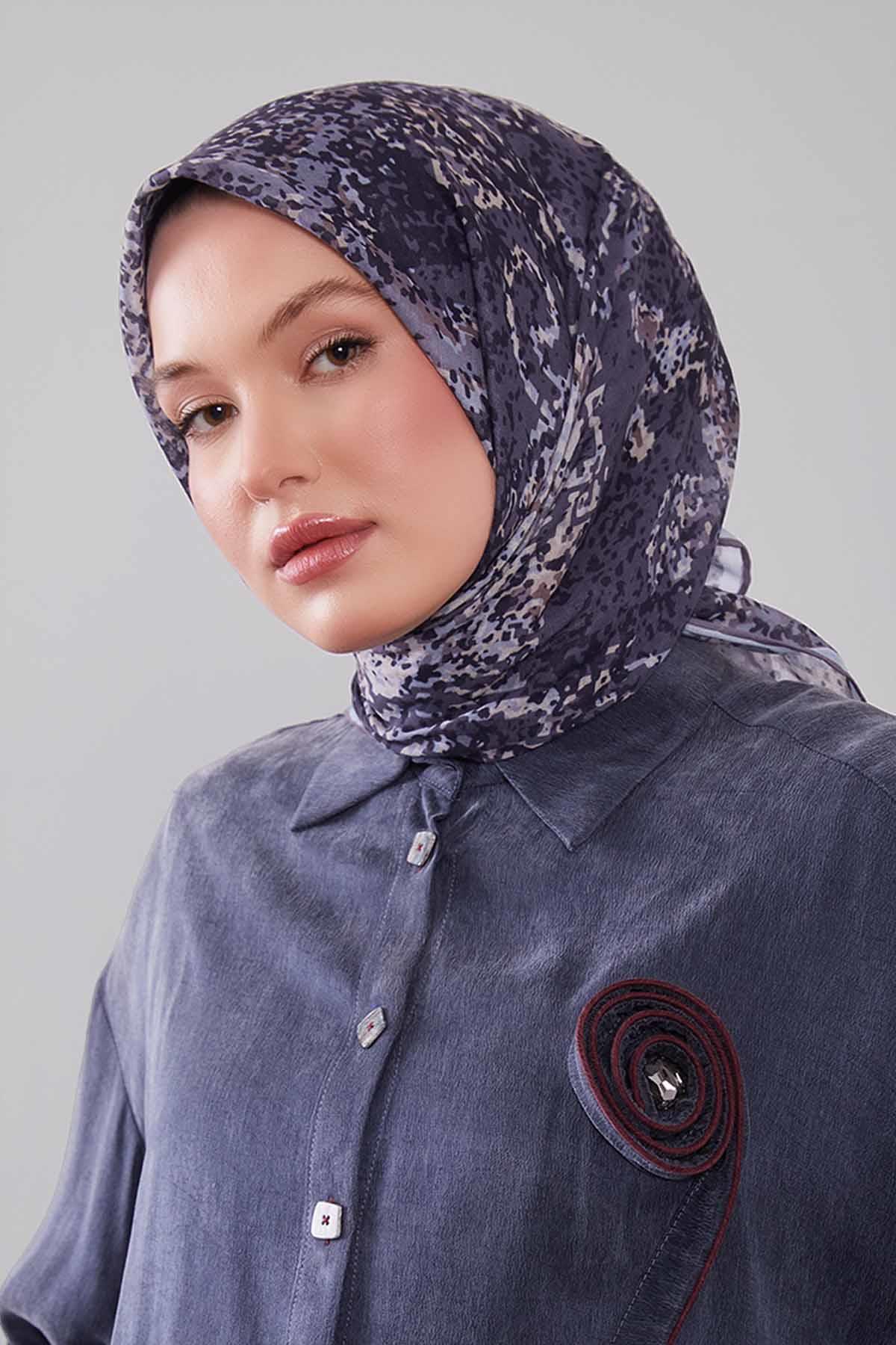 Fivescarf K.Vizon Mozaik Desen Silk Coton Eşarp