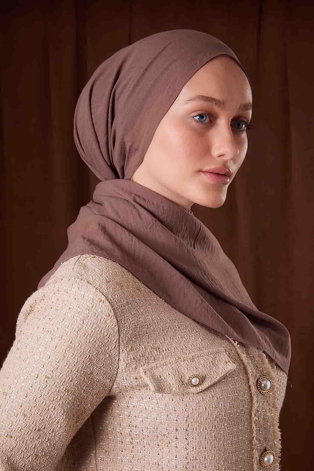 Fivescarf K.Kahve Düz Luna Cotton Şal