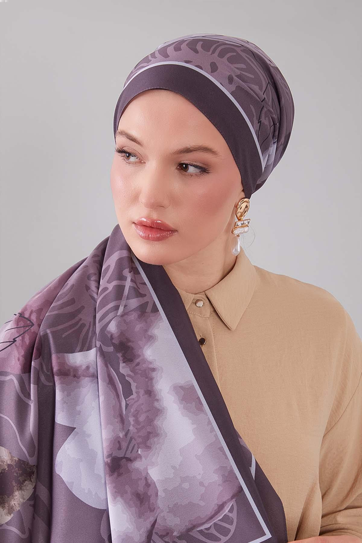 Fivescarf K.Bordo Akvarel Yaprak Desen Moos Chrep Şal