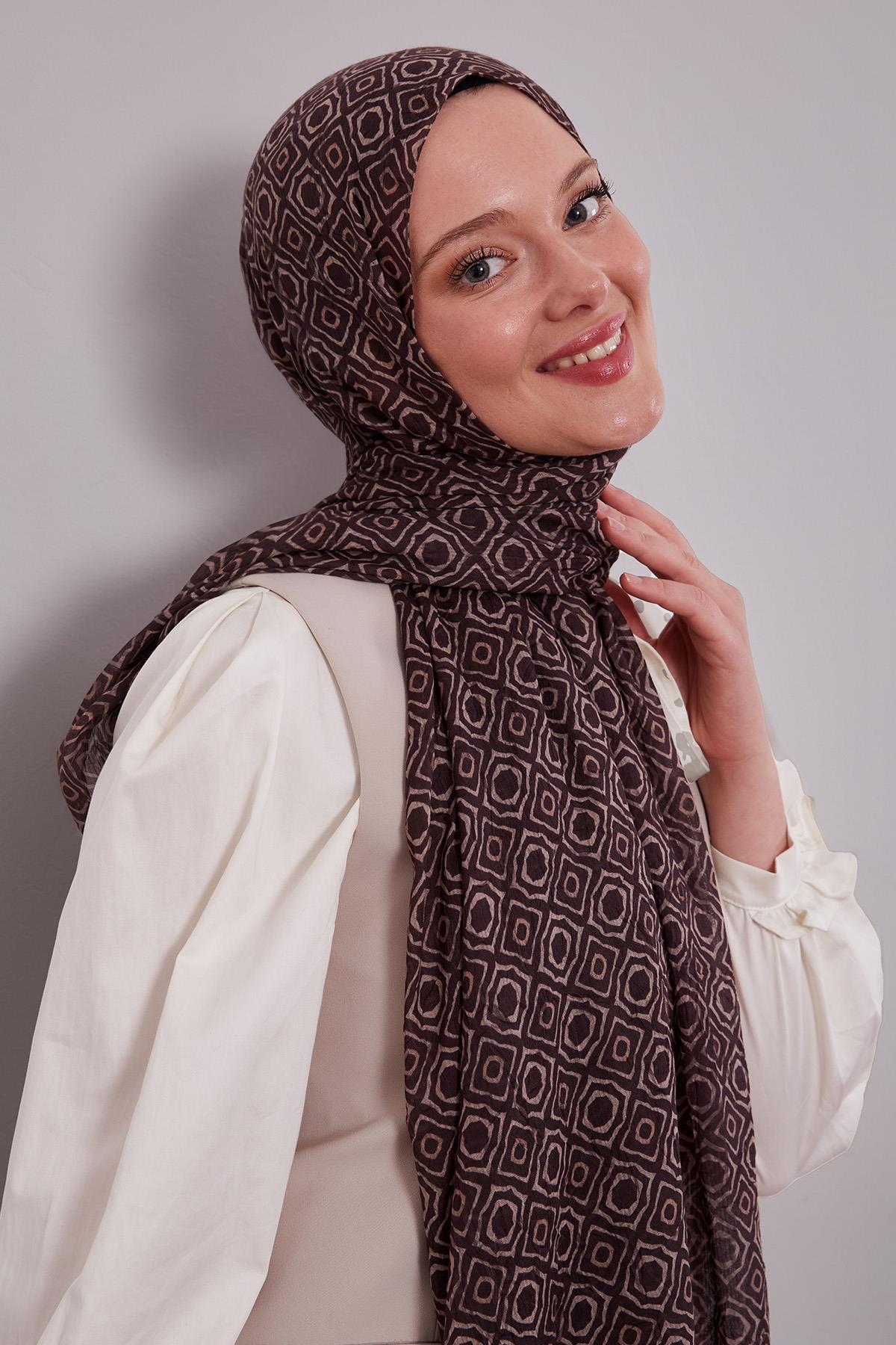 Fivescarf K.Kahve Karo Desenli Craze Comfort Şal