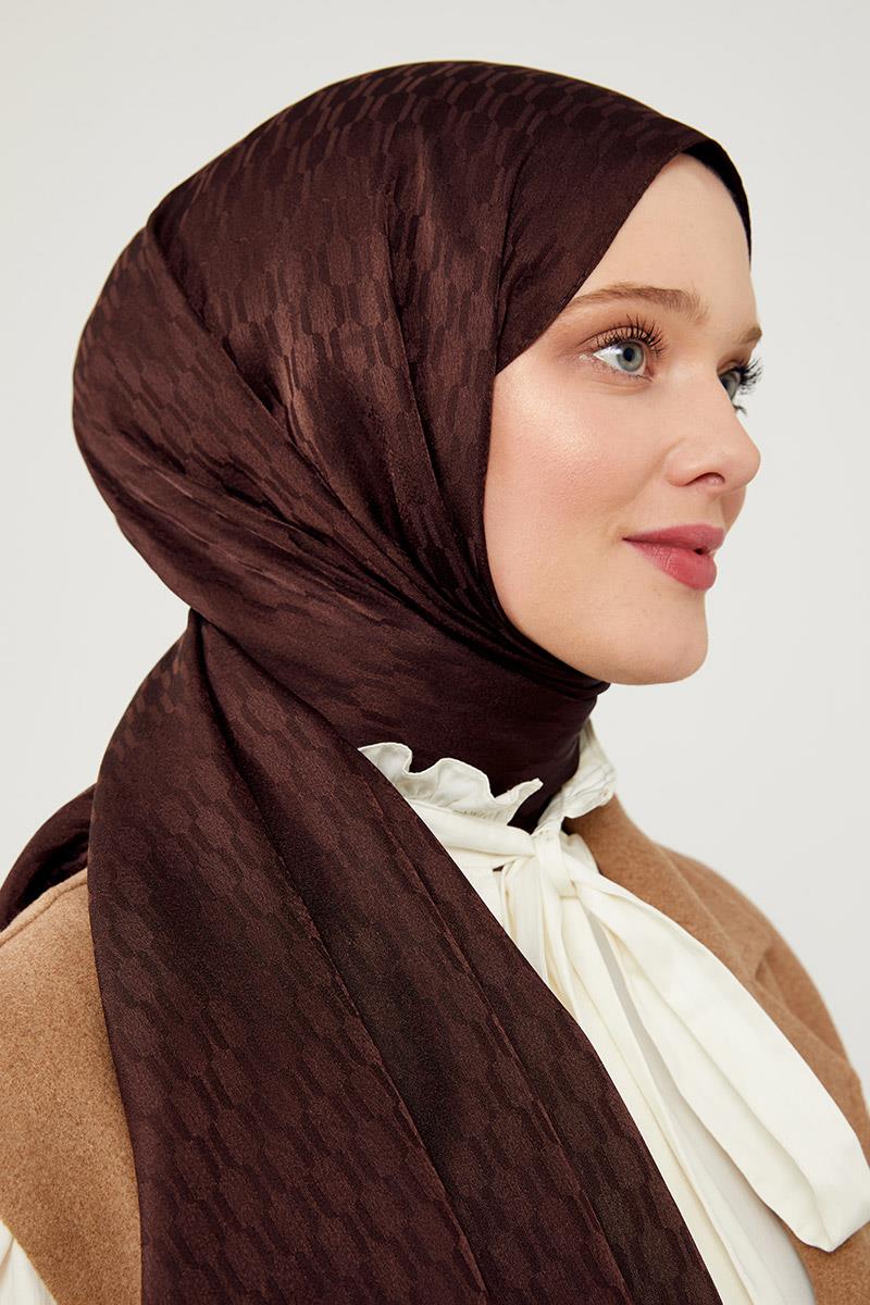 Fivescarf K.Kahve Burgu Desen Jakarlı Elegance Şal