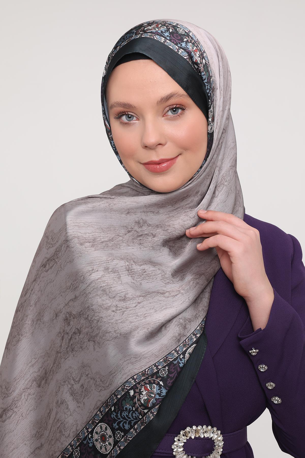 Fivescarf K.Yeşil Şeritli Etnik Desen Brand Şal