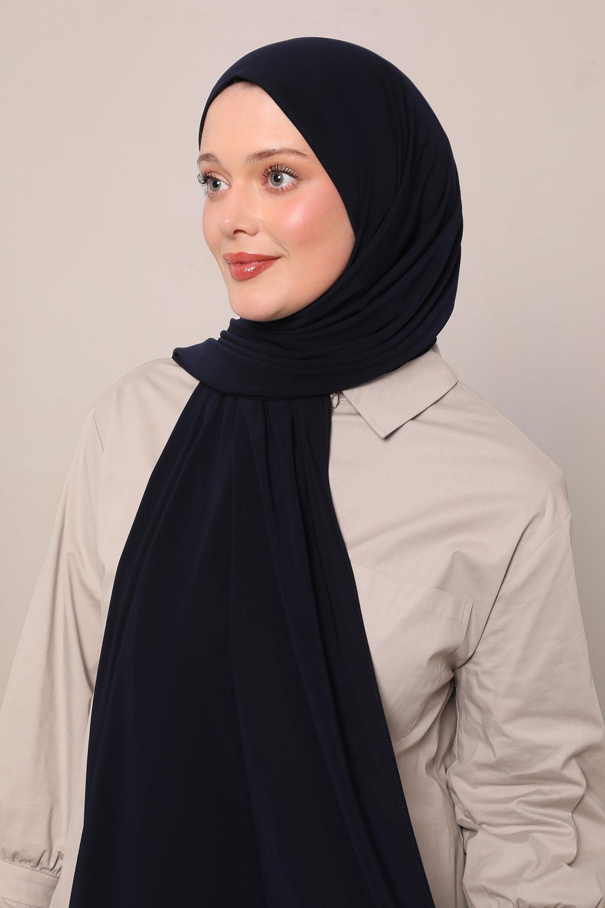 Fivescarf K.Lacivert Düz Premium Jersey Şal