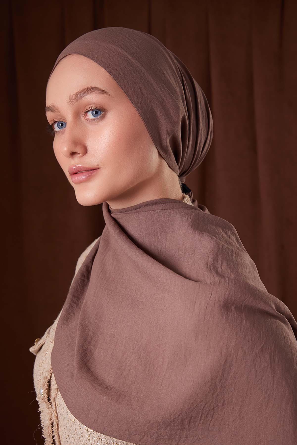 Fivescarf K.Kahve Düz Luna Cotton Şal
