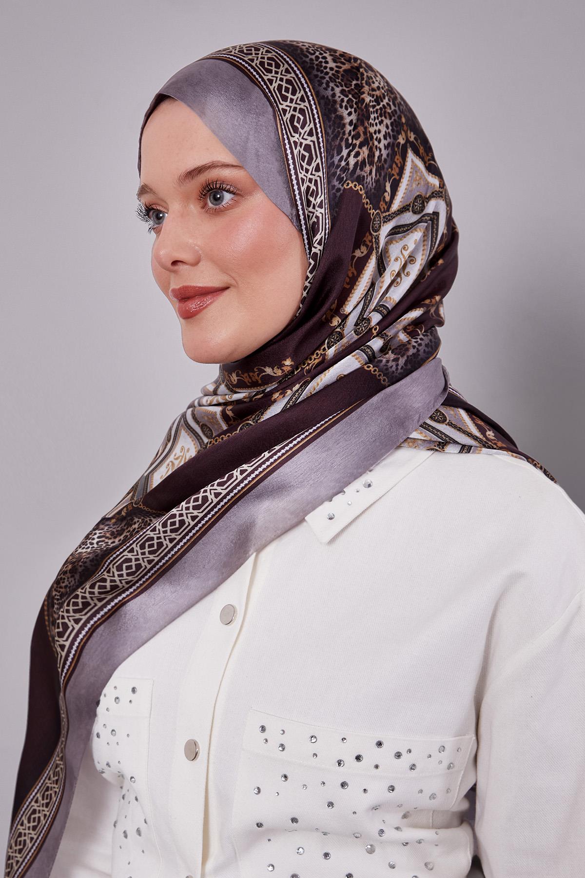 Fivescarf K.Vizon Geometrik Desen Vual İpek Şal