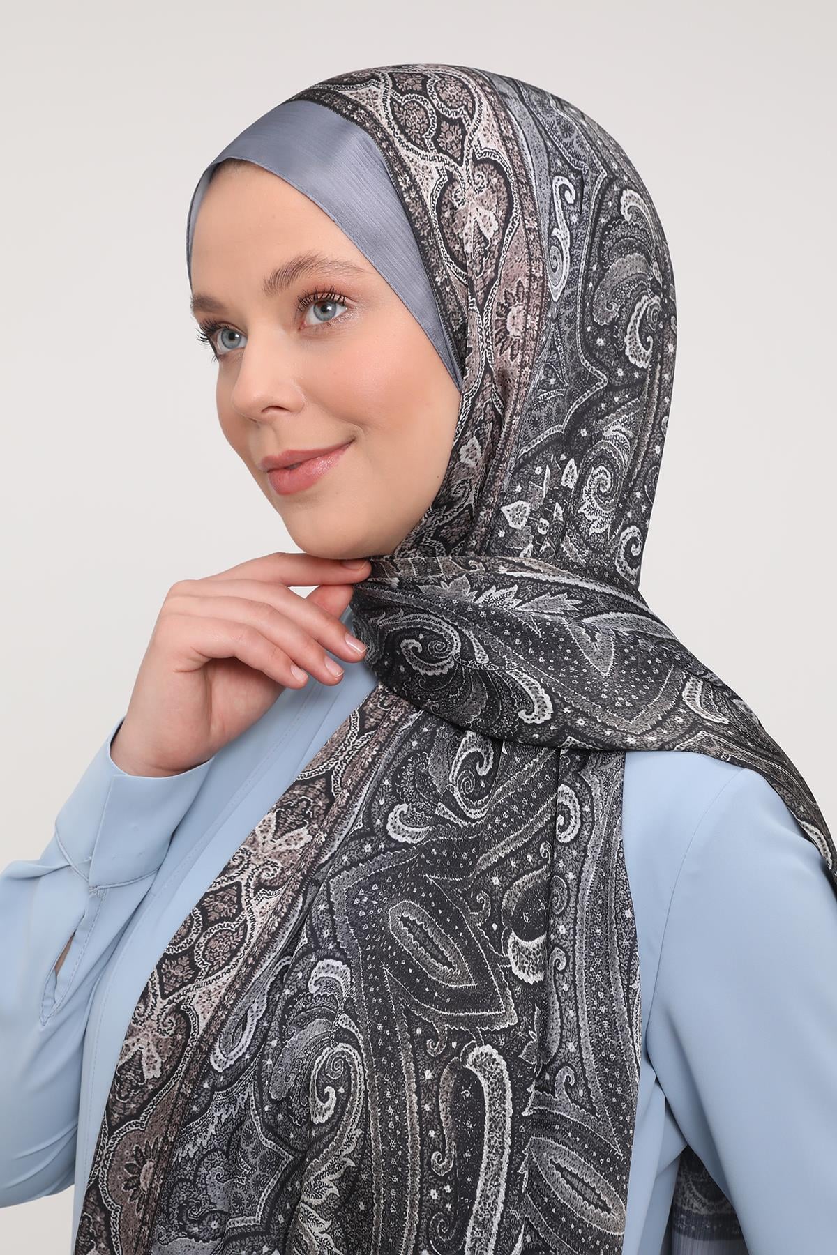 Fivescarf K.Gri Gölgeli Desen Brand Şal