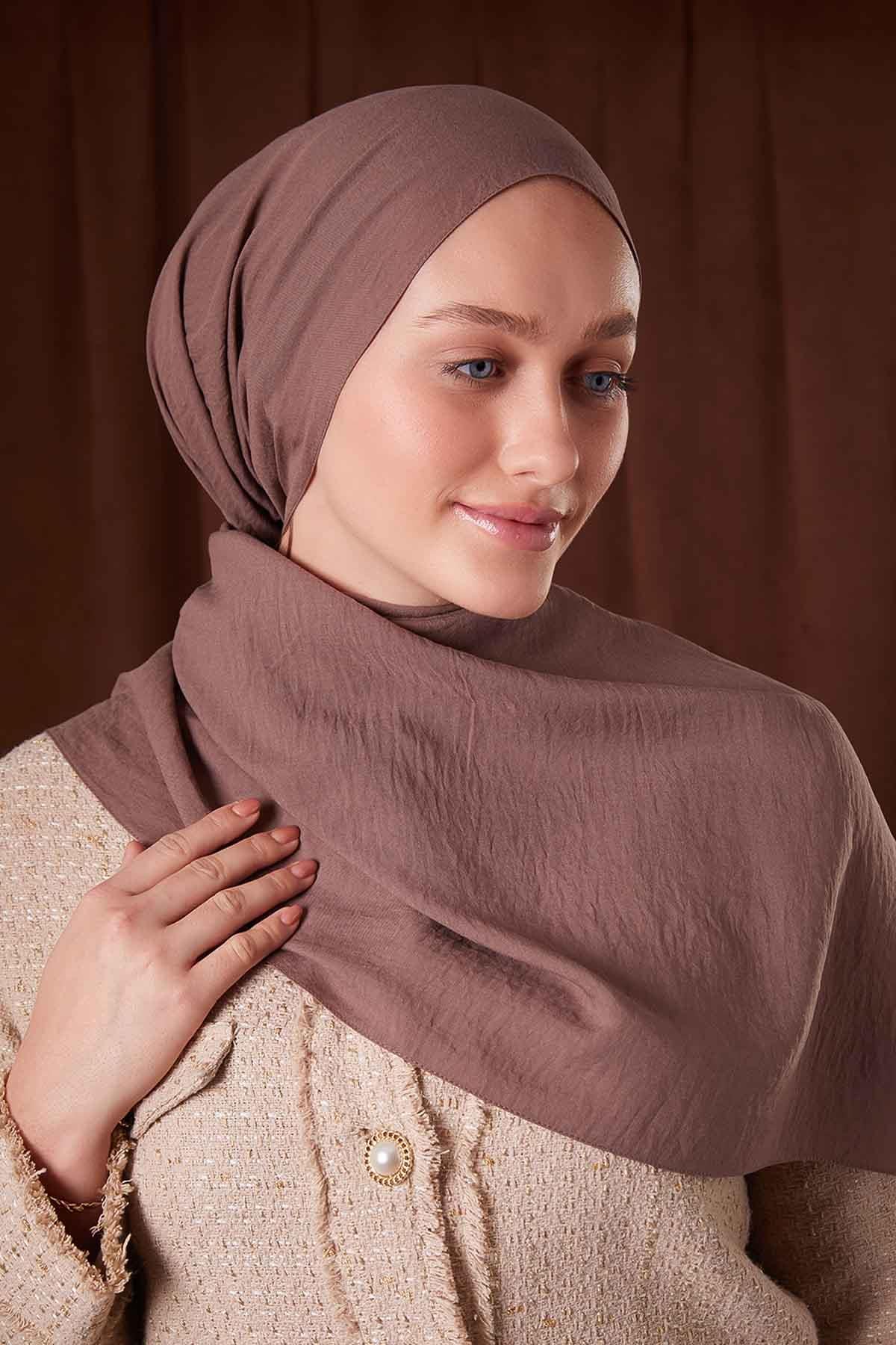 Fivescarf K.Kahve Düz Luna Cotton Şal