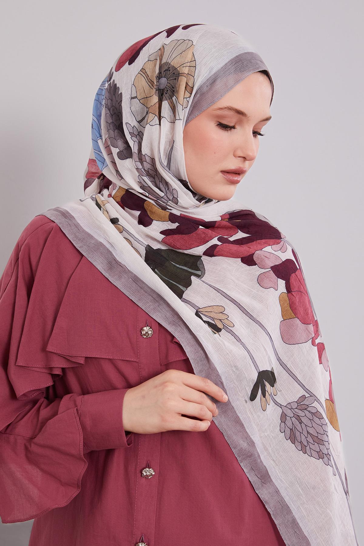 Fivescarf K.Vizon Büyük Çiçek Desenli Craze Comfort Şal