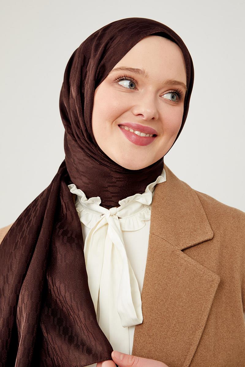 Fivescarf K.Kahve Burgu Desen Jakarlı Elegance Şal