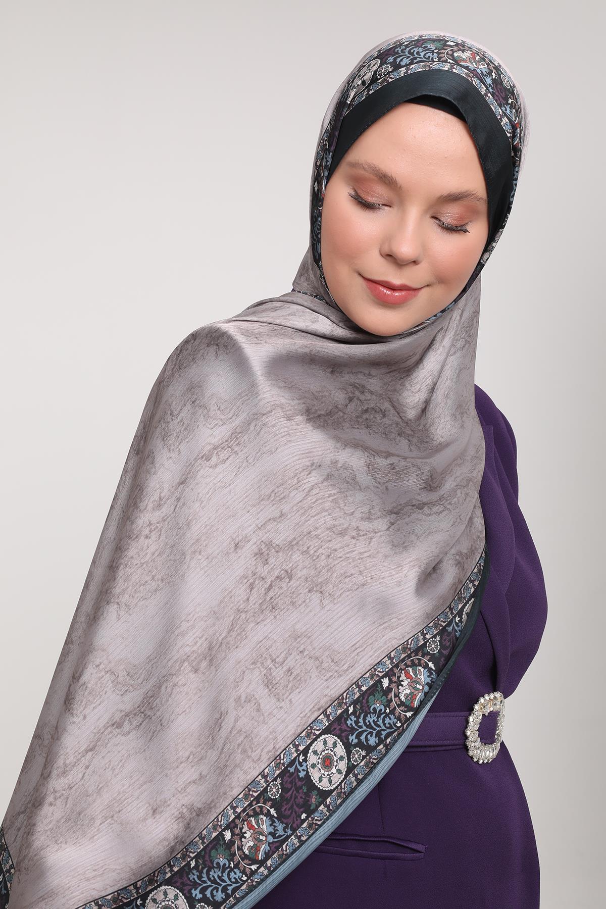 Fivescarf K.Yeşil Şeritli Etnik Desen Brand Şal