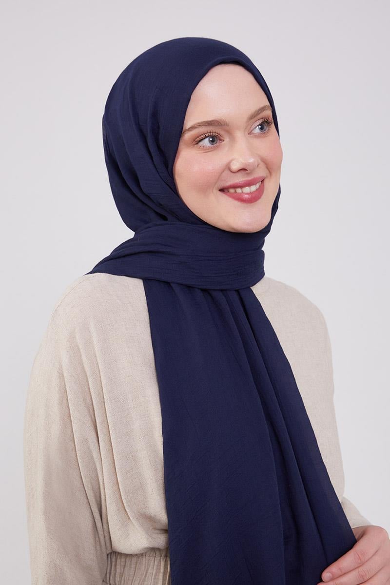Fivescarf K.Lacivert Olay Pamuk Şal