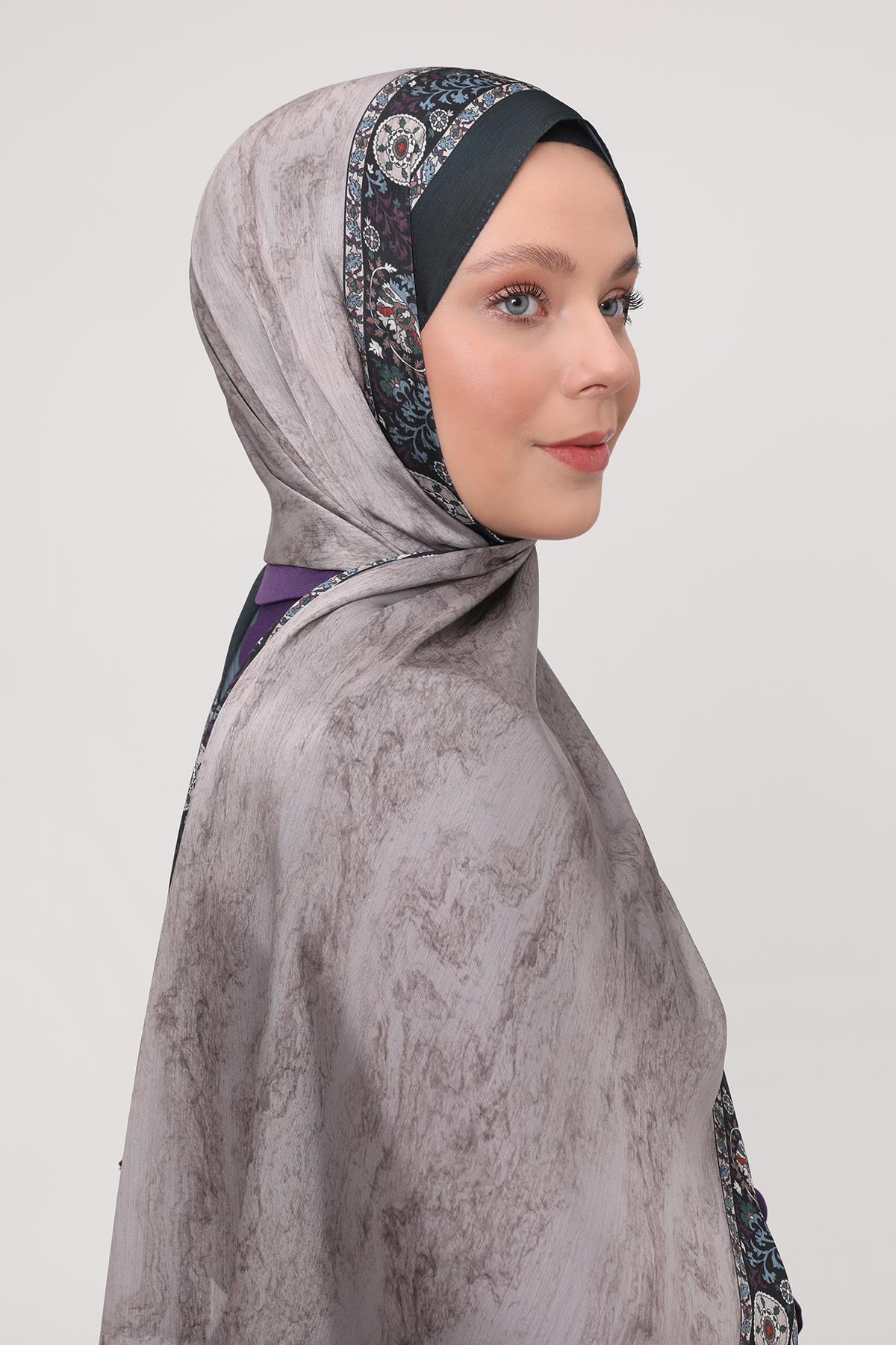 Fivescarf K.Yeşil Şeritli Etnik Desen Brand Şal