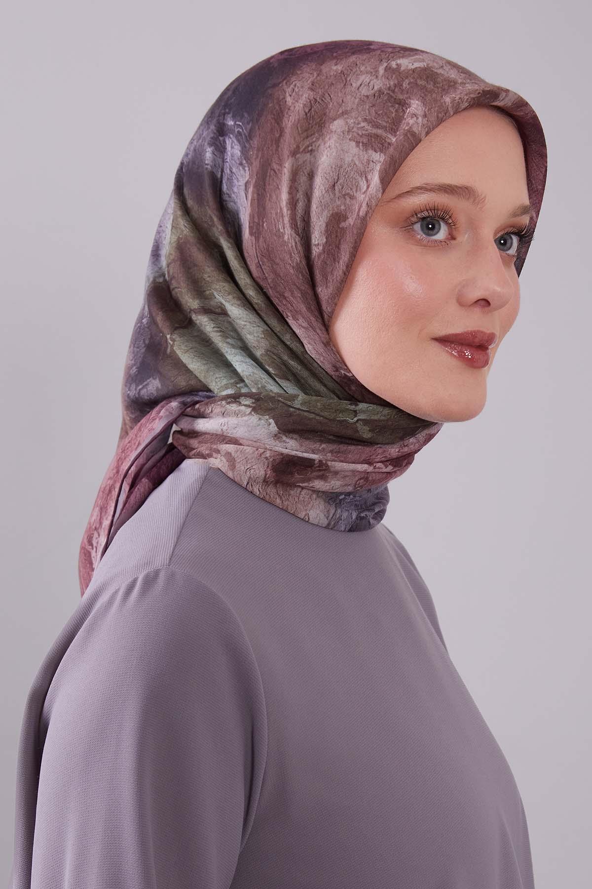 Fivescarf K.Bordo Dalga Desen Silk Coton Eşarp