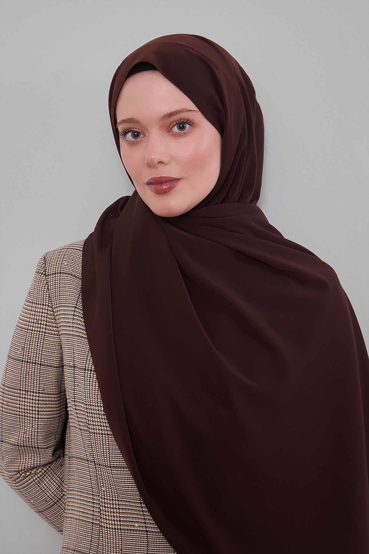 Fivescarf K.Kahve Taşlı Lüx Medine İpeği Şal