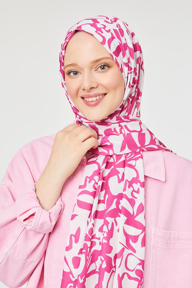 Fivescarf K.Fuşya Yonca Desen Mono Şal