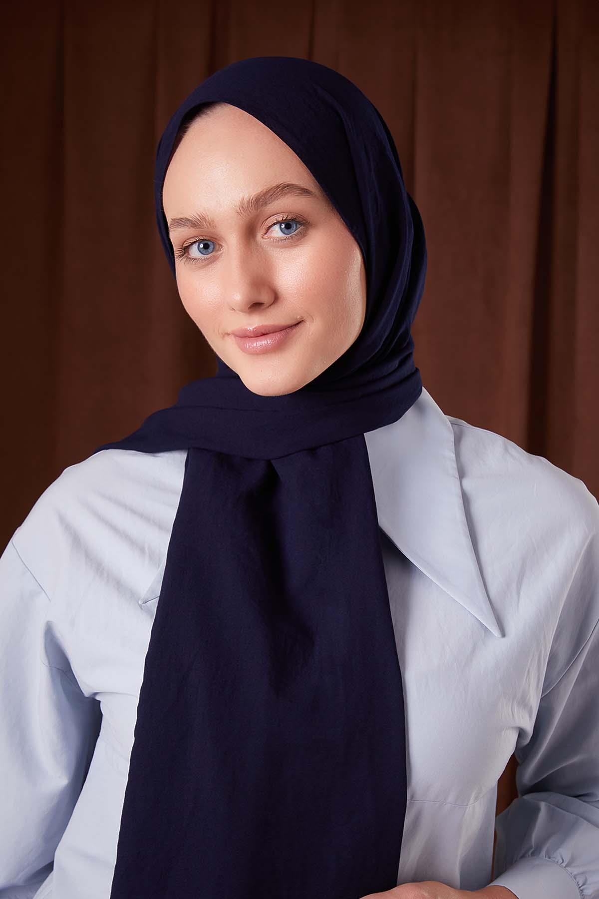 Fivescarf K.Lacivert Düz Luna Cotton Şal