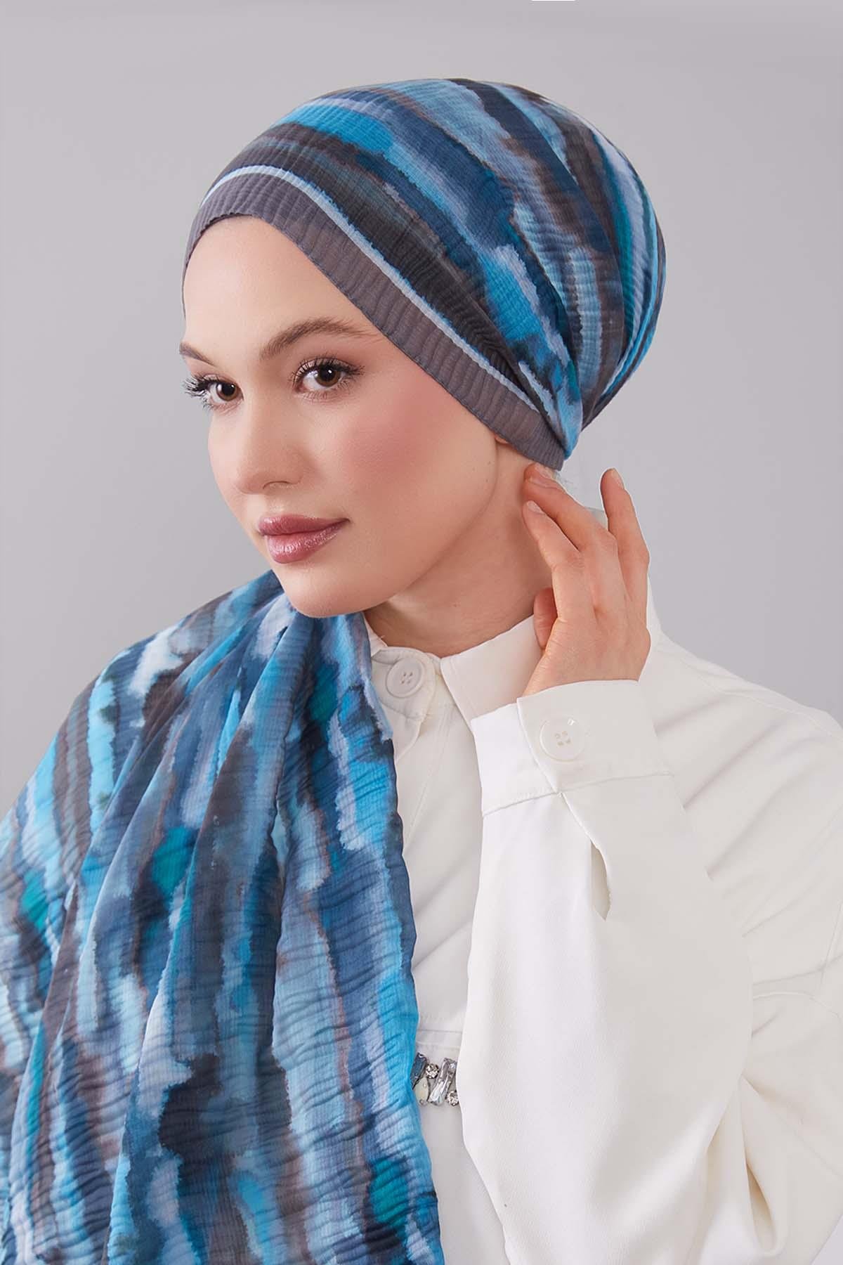 Fivescarf K.Vizon Harmal Desen Müslin Cotton Şal