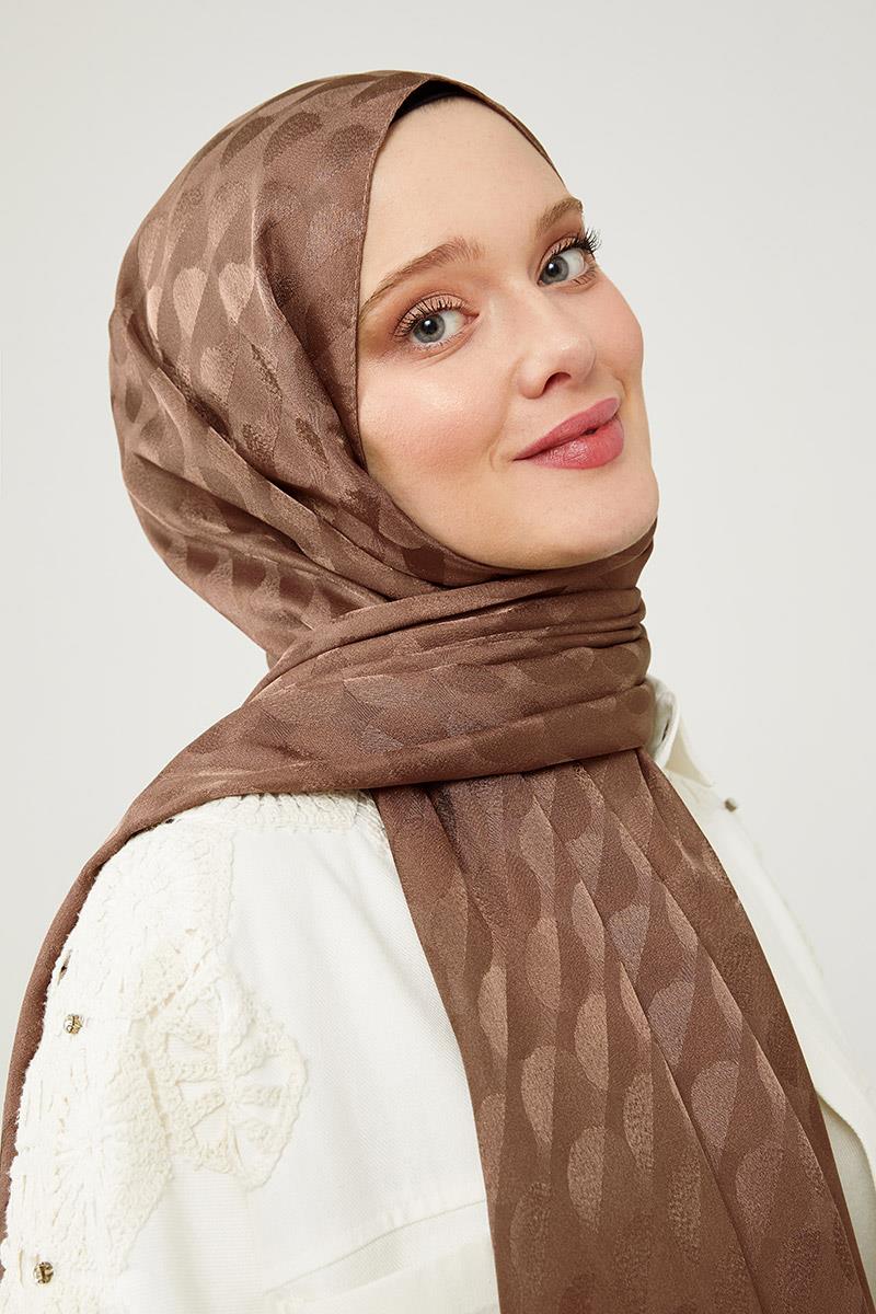 Fivescarf Kahve Ay Desen Jakarlı Elegance Şal