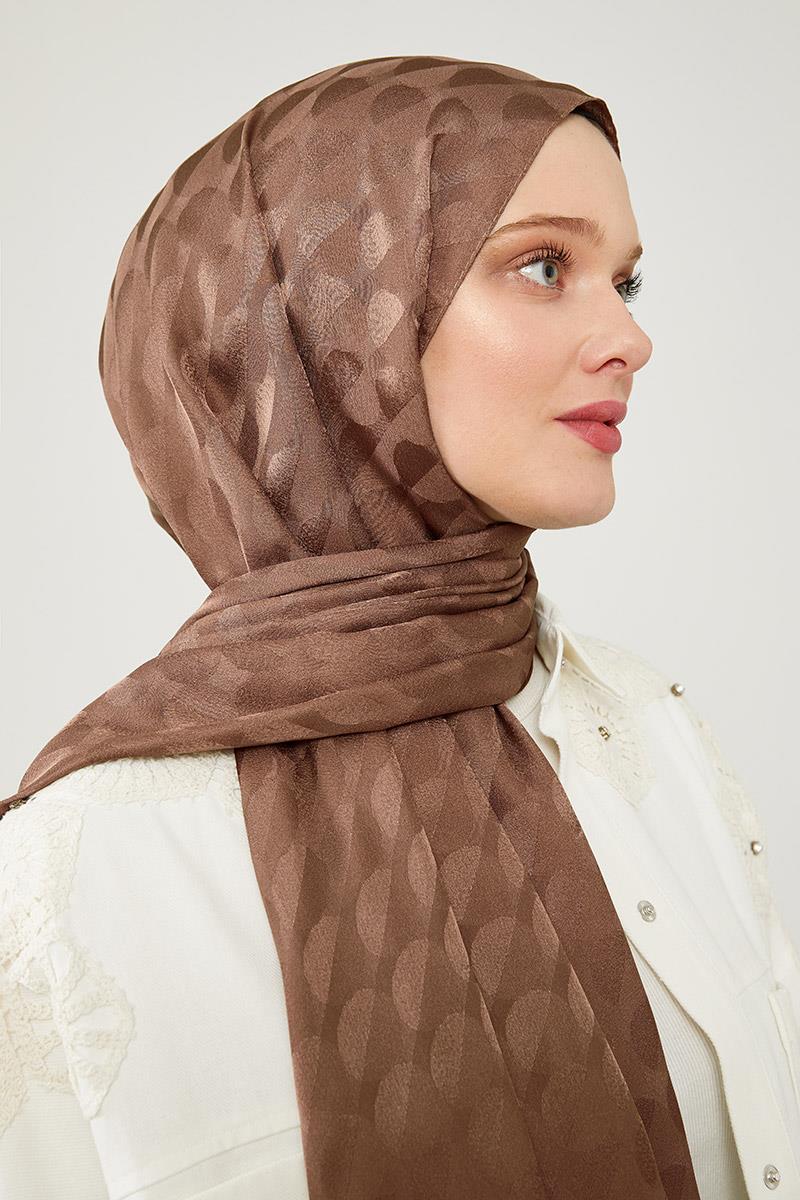 Fivescarf Kahve Ay Desen Jakarlı Elegance Şal