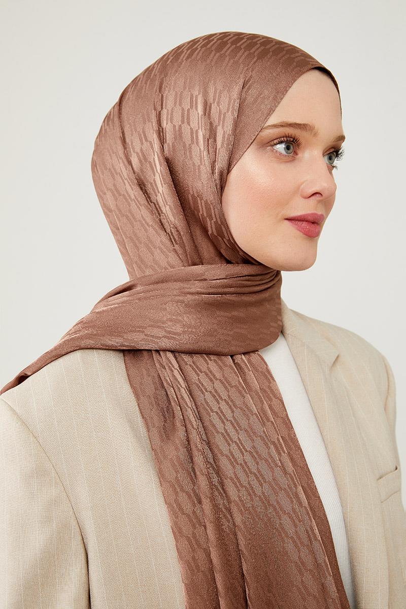 Fivescarf Kahve Burgu Desen Jakarlı Elegance Şal