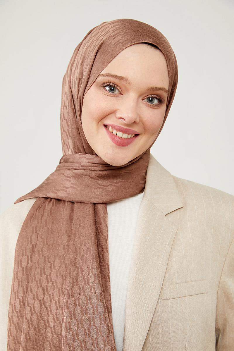 Fivescarf Kahve Burgu Desen Jakarlı Elegance Şal