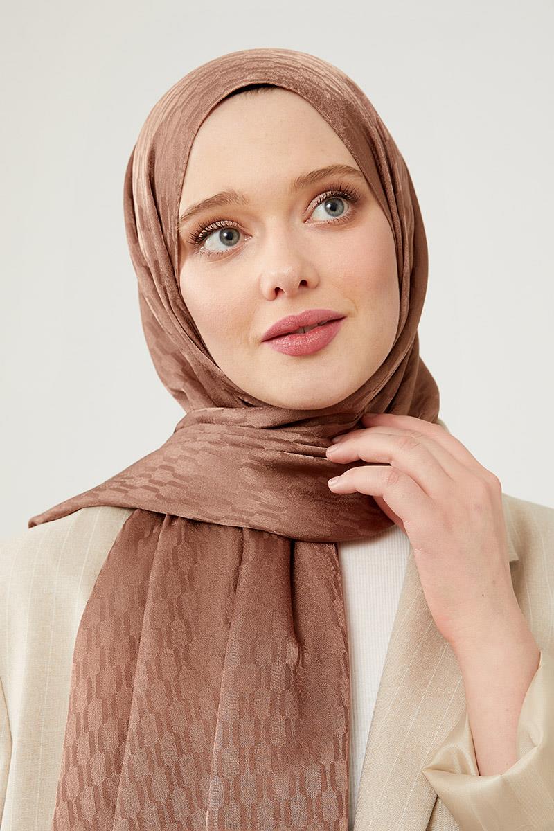 Fivescarf Kahve Burgu Desen Jakarlı Elegance Şal