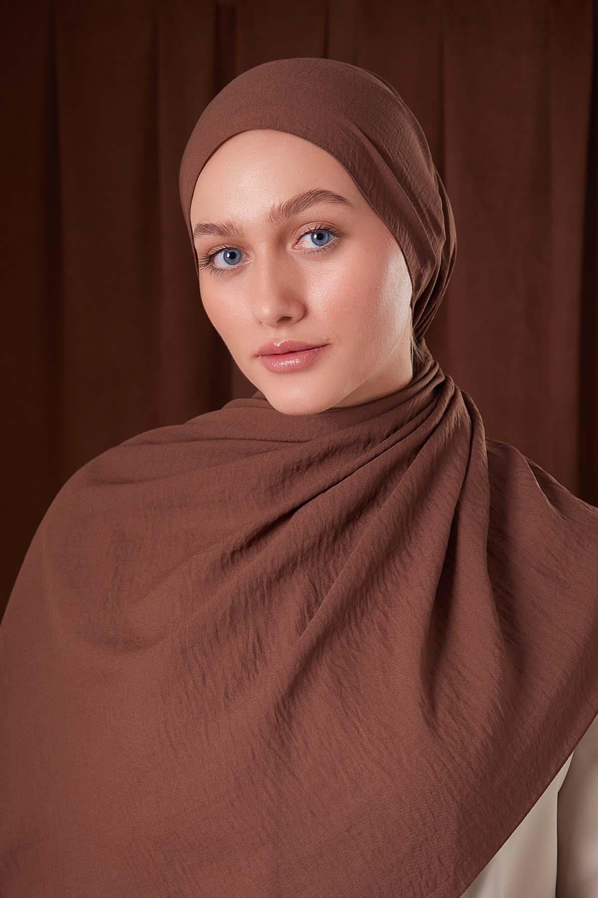 Fivescarf Kahve Düz Luna Cotton Şal