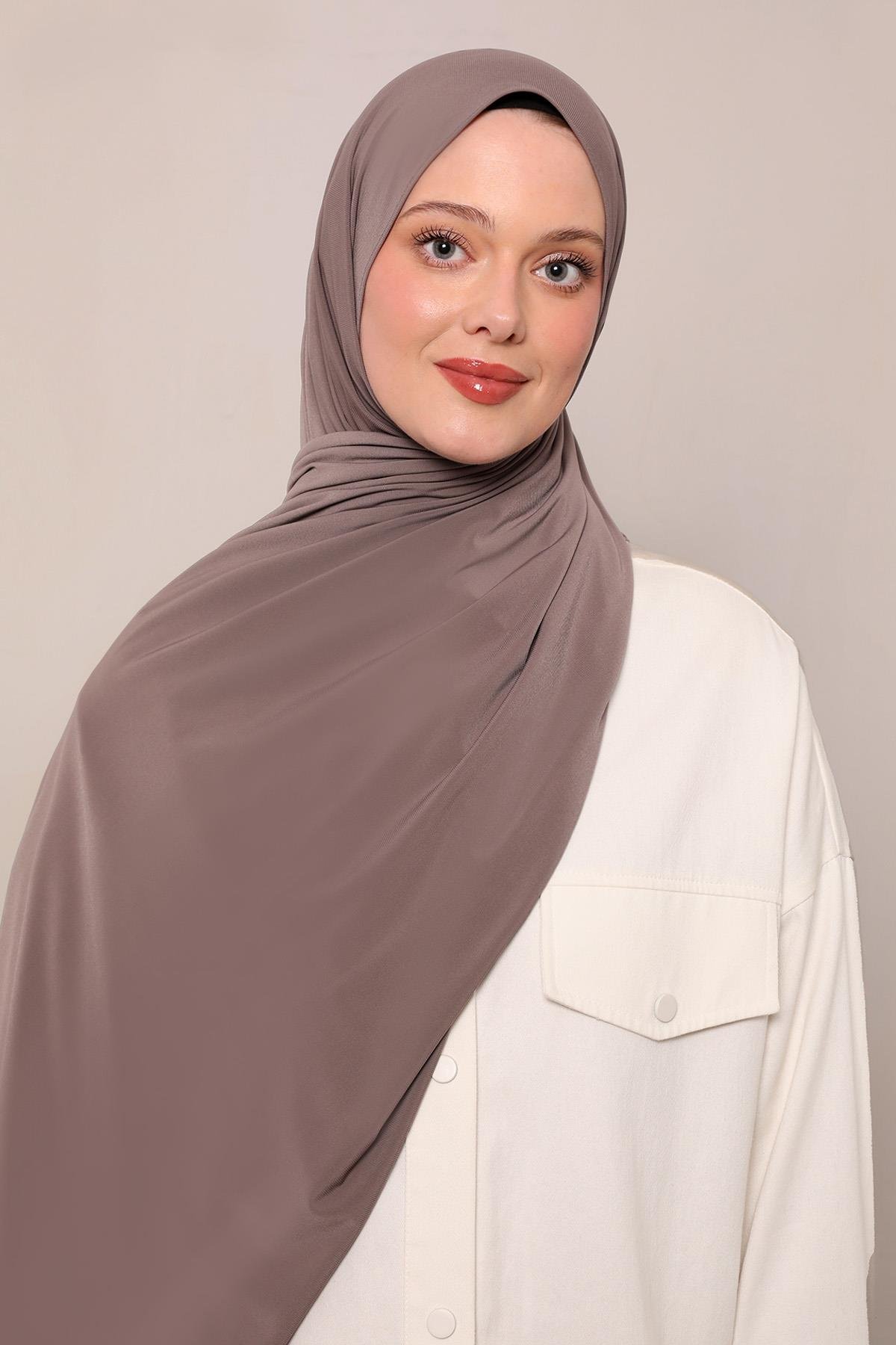 Fivescarf Kahve Düz Premium Jersey Şal