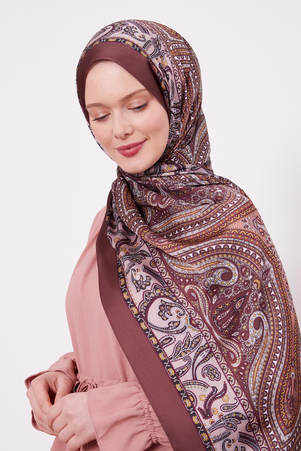 Fivescarf Kahve Etnik Desen Brand Şal