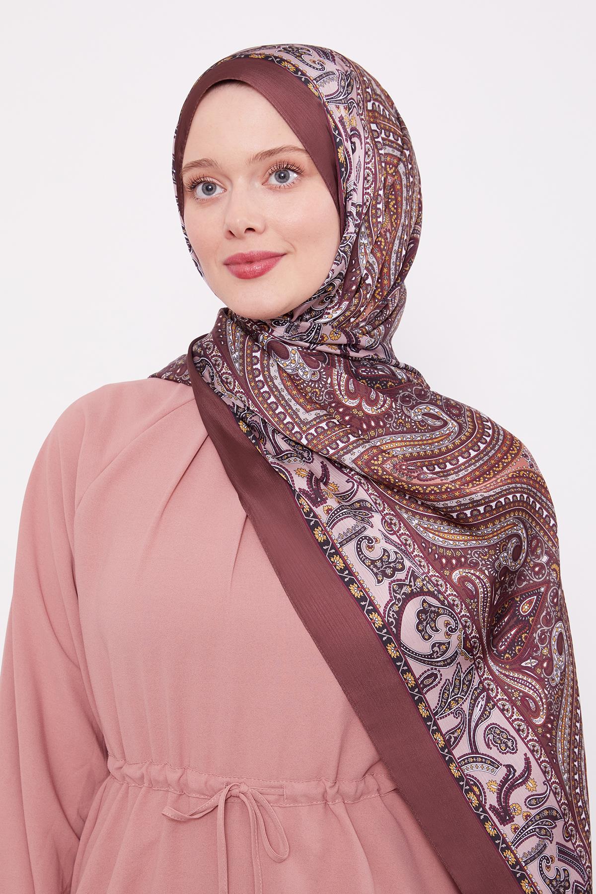 Fivescarf Kahve Etnik Desen Brand Şal