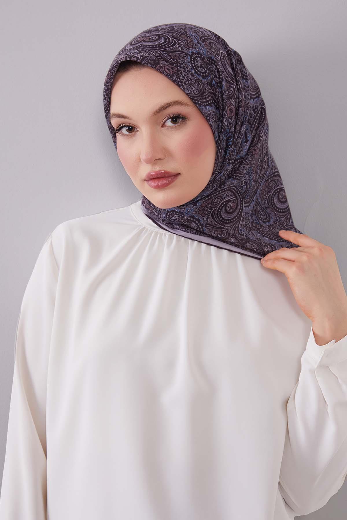 Fivescarf Kahve Etnik Desen Silk Cotton Eşarp