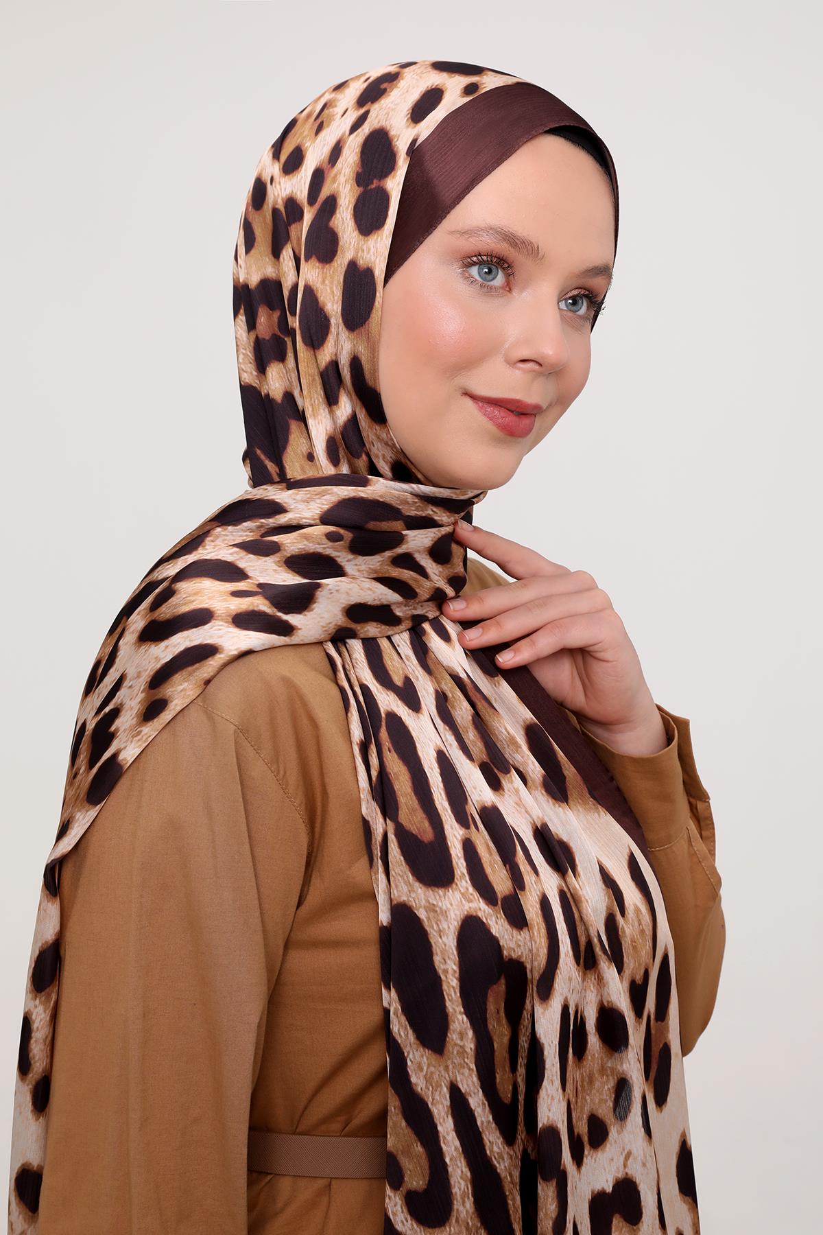 Fivescarf Kahve Leopar Desen Brand Şal
