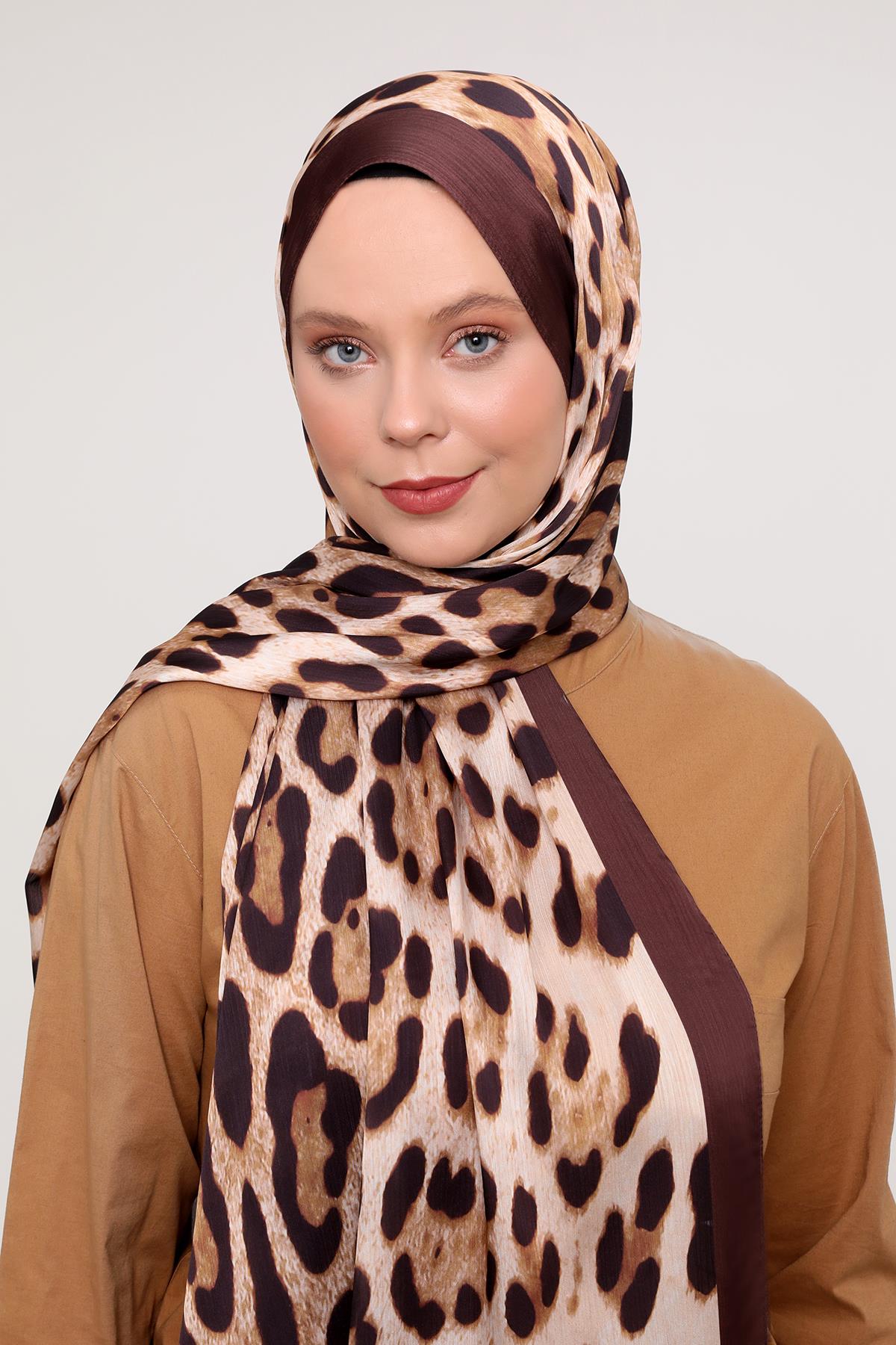 Fivescarf Kahve Leopar Desen Brand Şal
