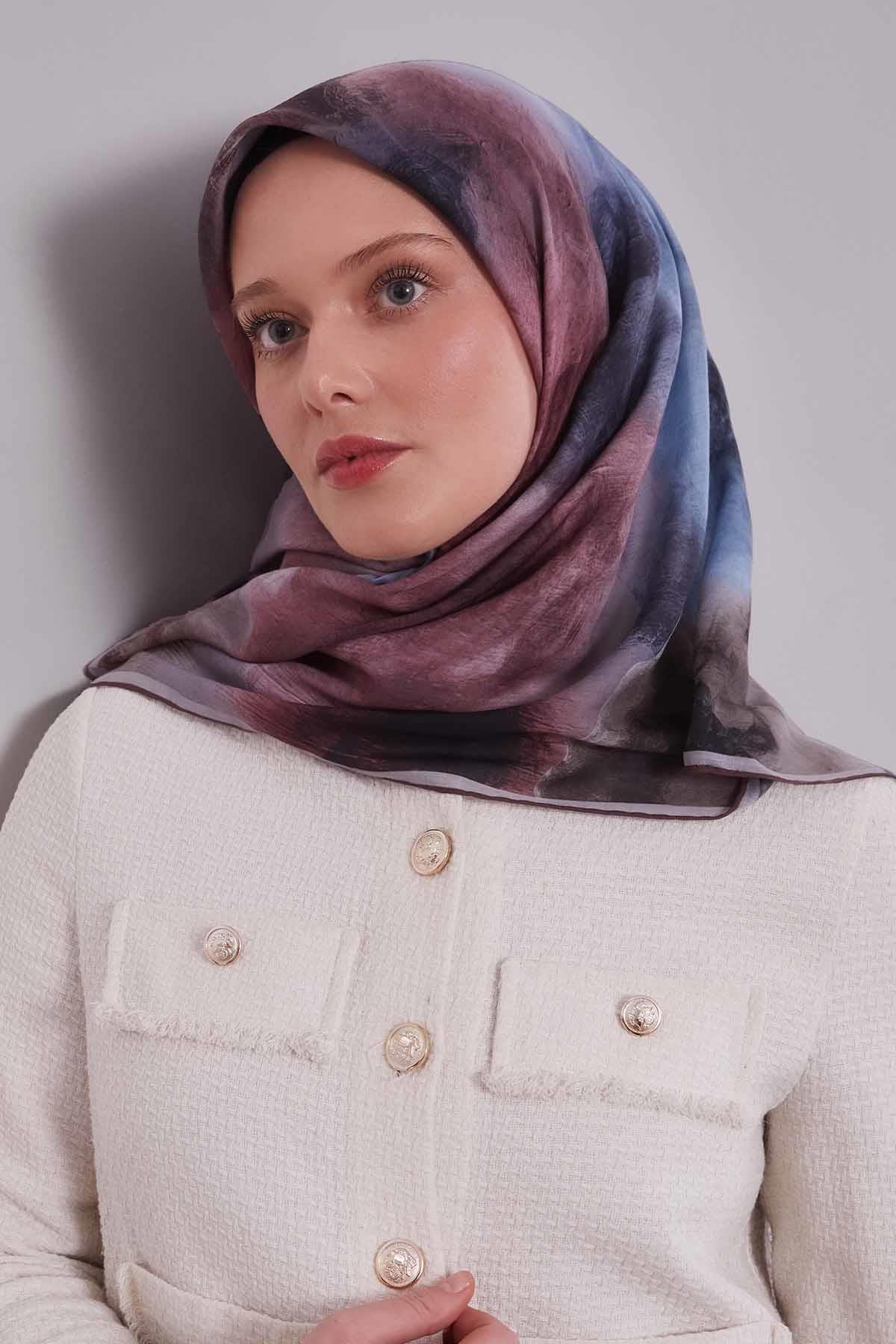Fivescarf Kahve Lotus Çiçeği Silk Coton Eşarp